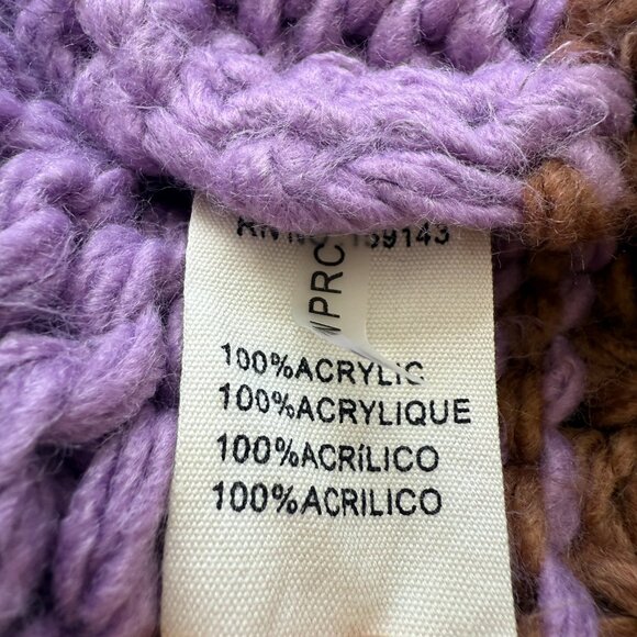 FRNCH Lorene Violet Camel Cardigan Sweater Women's Medium Chunky Knit Open Front - Picture 14 of 15